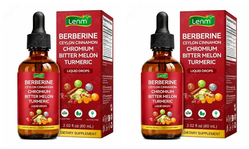 Berbérine Gouttes Liquides Chrome & Cannelle de Ceylan Soutient la Vitalité Bien-être Métabolique Santé Digestive Sans Sucre Sans OGM 60 ml — image 8