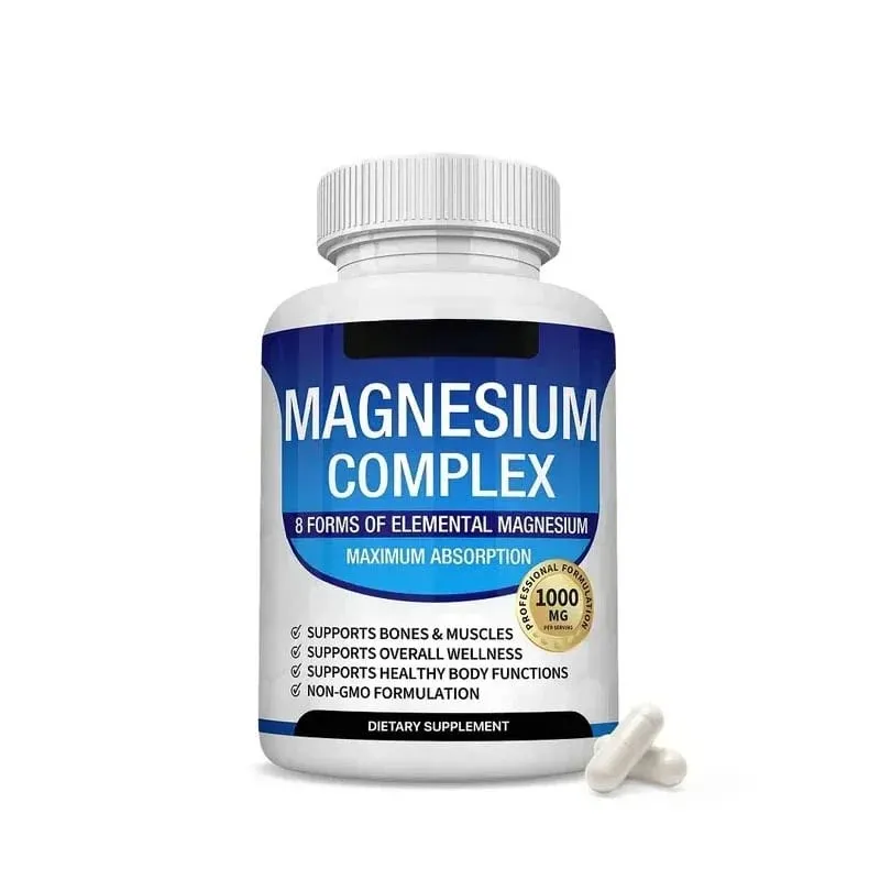 Kapsul Kompleks Magnesium 8 Bentuk 1000mg Oksida Glisinat Malat Untuk Tidur Otot & Kesihatan Tulang Sokongan Dewasa 90 Kiraan — image 8