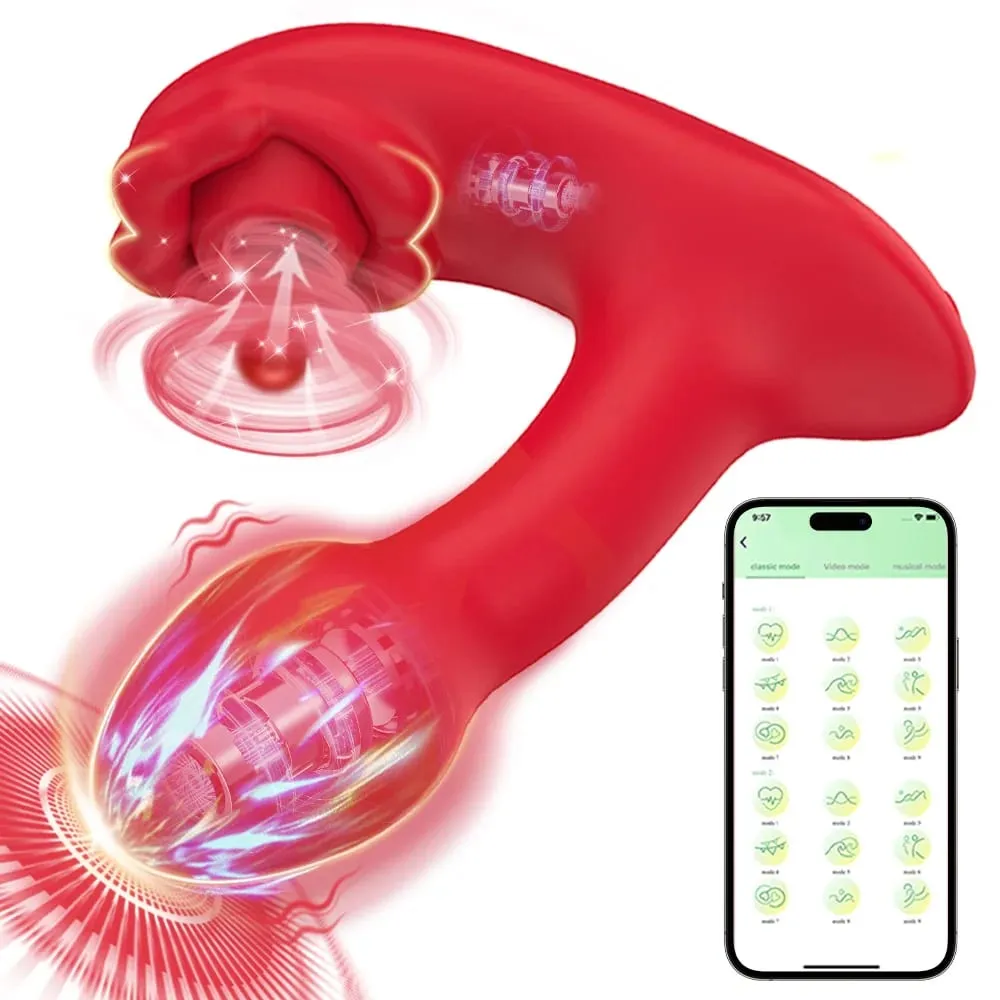 Vibratore per succhiare indossabile con controllo APP 9 Modalità di suzione e vibrazione Stimolatore del clitoride del punto G Masturbatore femminile Giocattoli del sesso per le donne — image 1