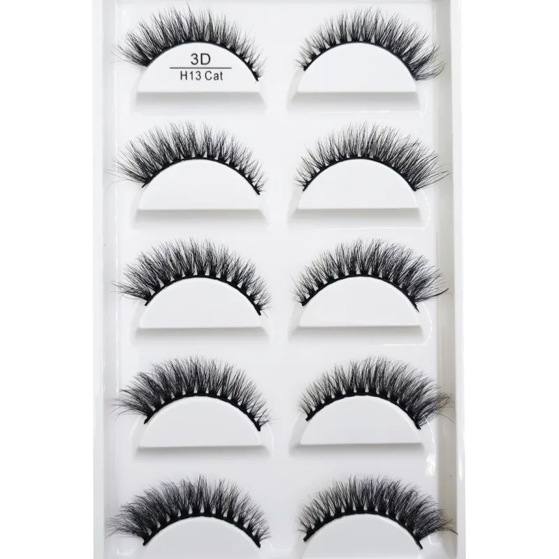 5 쌍 3D 밍크 가짜 속눈썹 부드러운 속눈썹 고양이 눈 속눈썹 메이크업 Faux Cils Cilios Maquiagem H13 MINI CAT E01