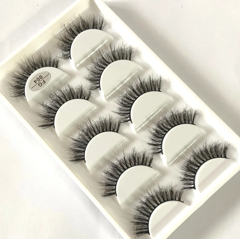 5 Pasang Bulu Mata Mink Buatan Tangan Bulu Mata Palsu Pendek Lebat Asli Bulu Mata Berantakan Panjang Bulu Mata Makeup Peringkat Boleh Diguna Semula — image 25