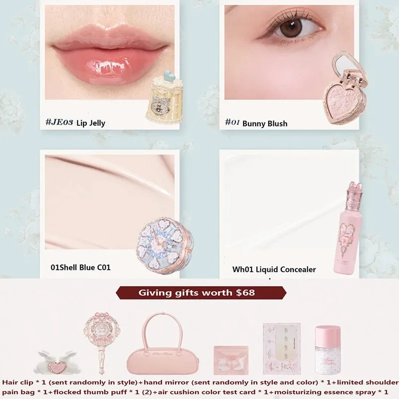 Flower Knows Makeup Gift Set Lip Cream Blush Cushion BB Cream Brightening Concealer Hydrating Essence & Cosmetic Bag All-in-One — image 8