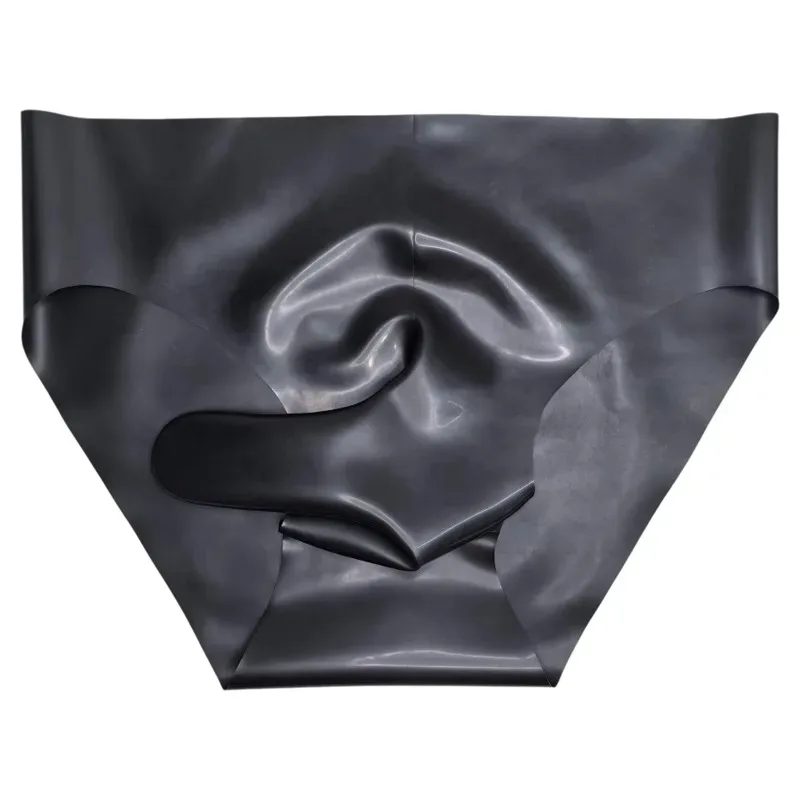 Men's Sexy Latex Underpants Seamless Sheath Briefs See-Through Sissy Couple Low Waist Panties Erotic Rubber Tight Safety Panties — image 14