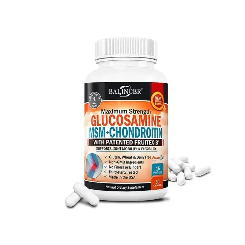 Glucosamine Chondroïtine MSM - Supplément de soutien articulaire pour hommes et femmes - Soulage l'inconfort articulaire 30/60/120 Capsules NON-OGM — image 8