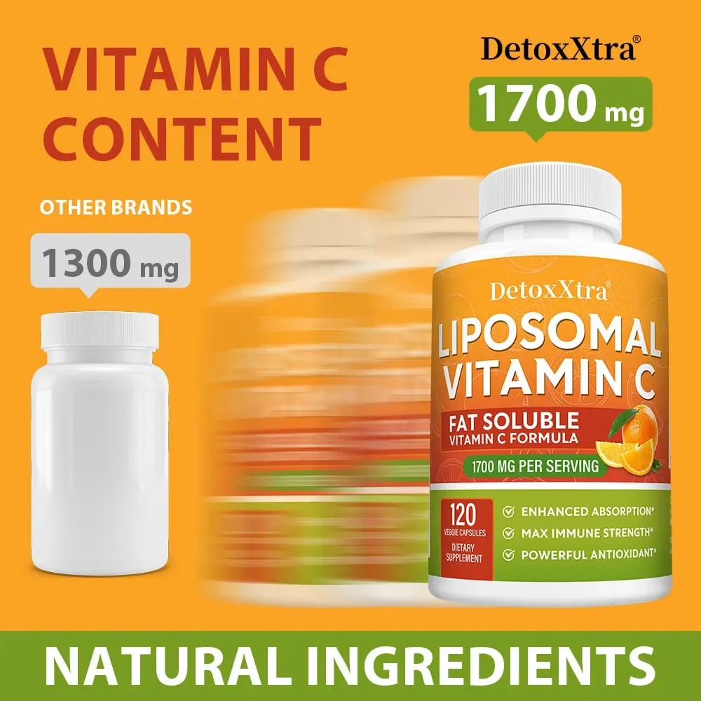 Liposomalna witamina C 1700 mg o wysokiej wchłanialności Silny przeciwutleniacz wspomaga produkcję kolagenu Układ odpornościowy i zdrowie skóry — image 2