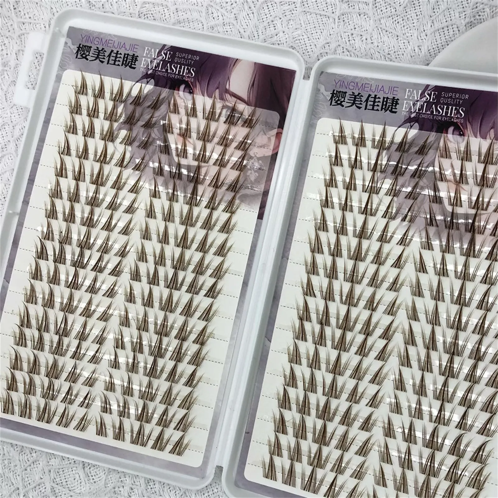 Slunečnicově hnědé umělé řasy 11-13 mm Smíšené prodloužení řas pro panenky Natural Wispy Soft Comic Eye Lashes Makeup Tool — image 6