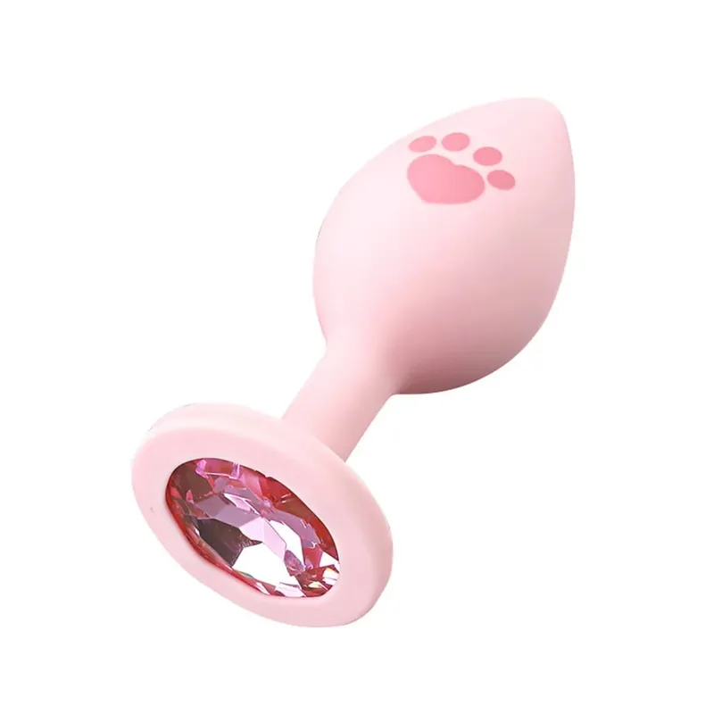 Sumbat Anal Silikon Lembut Pola Kaki Kucing 3 Ukuran Penyumbat Pantat untuk Wanita Pria Gay Pemula Dasar Kristal Mainan Seks untuk Dewasa Anal — image 8