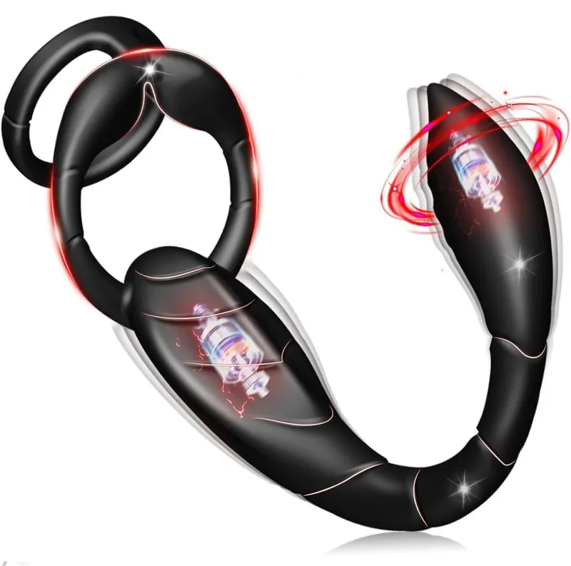 Vibrating Cock แหวนชายต่อมลูกหมาก Perineum นวด Vibrator Taint Stimulator Anal Butt Plug เพศของเล่นสำหรับผู้ชายอวัยวะเพศชายแหวน — image 1