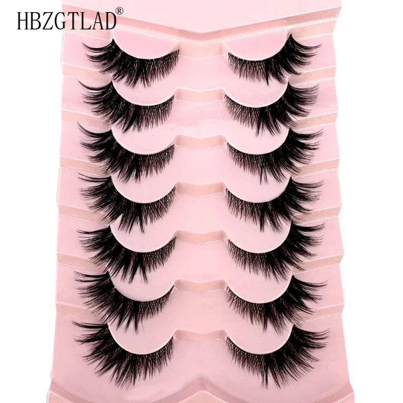 7/8 Paar Katzenaugen-Wimpern, Manga-Wimpern, 3D-Wimpern mit klarem Band, natürlich, halbe Wimpern, verlängerte Nerz-Wimpern, flauschige Wimpern — image 11