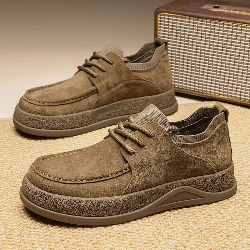 Autumn Wide Toe Spring New Men's Cowhide Fashion Versatile Single Short Boots Soft Leather Men's Boots Zapatillas De Deporte