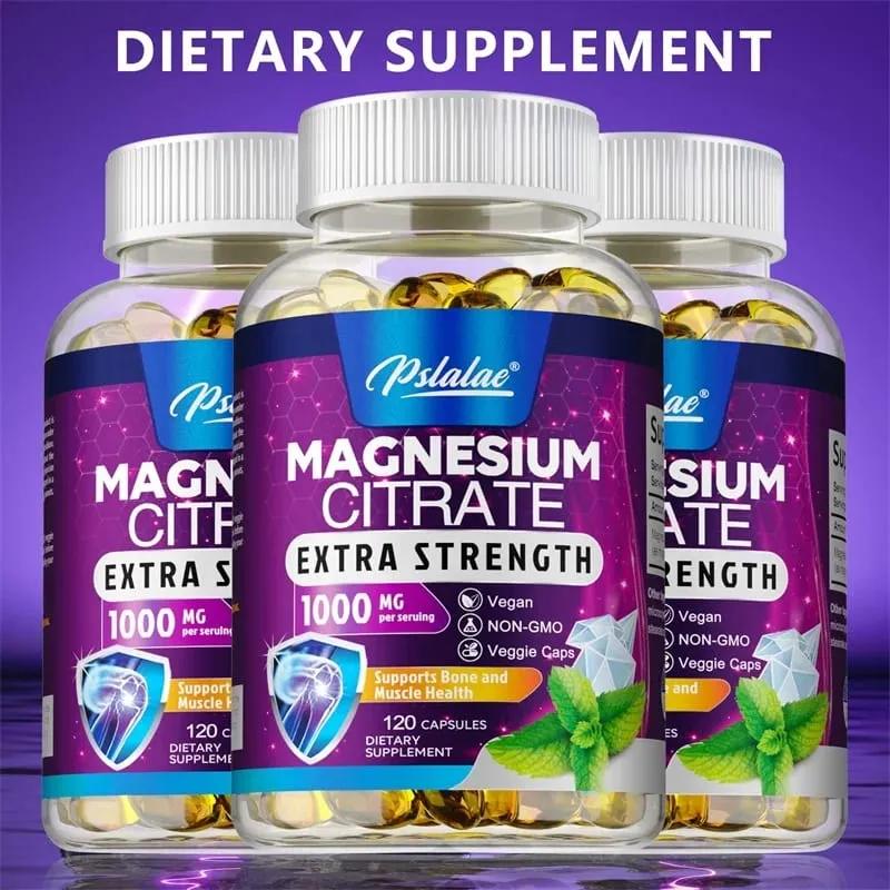 Magnesium Citrate Capsules - High Absorption Magnesium Citrate for Leg Spasms Muscle Bone and Heart Health — image 1