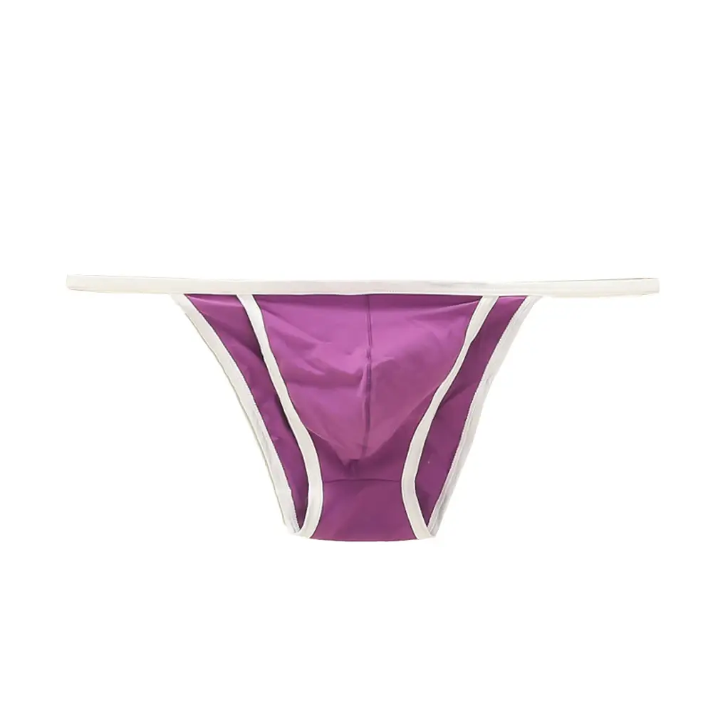 Men Sexy Briefs Cotton Low Rise Breathable String Bikini Contoured Pouch Bulge Jersey Color Erotic Slim Fit Thin T-back Thong — image 4