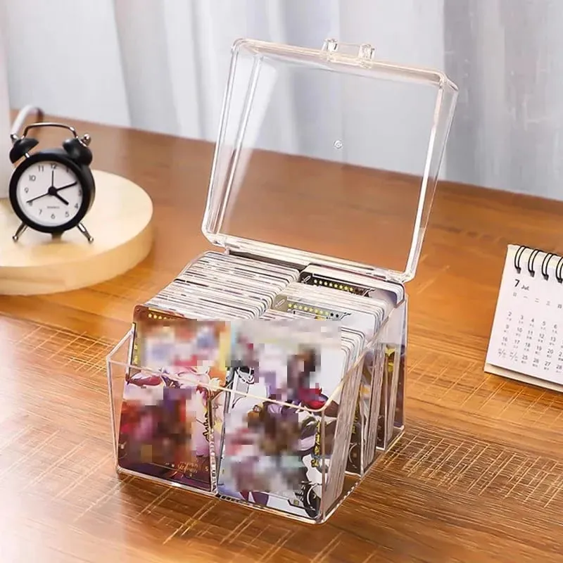 Clear Acrylic Card Organizer - Holds 400 Cards Dual Compartment Display Box for Postcards & Game Cards — image 5