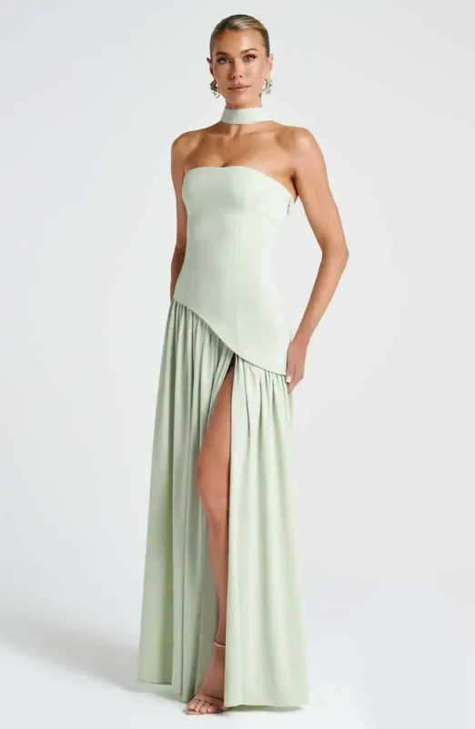Botergeel Mesh Splicing Lange Jurk Elegante Strapless Split Backless Geplooide Jurken Voor Vrouwen 2026 Lady Avondfeest Jurken — image 10