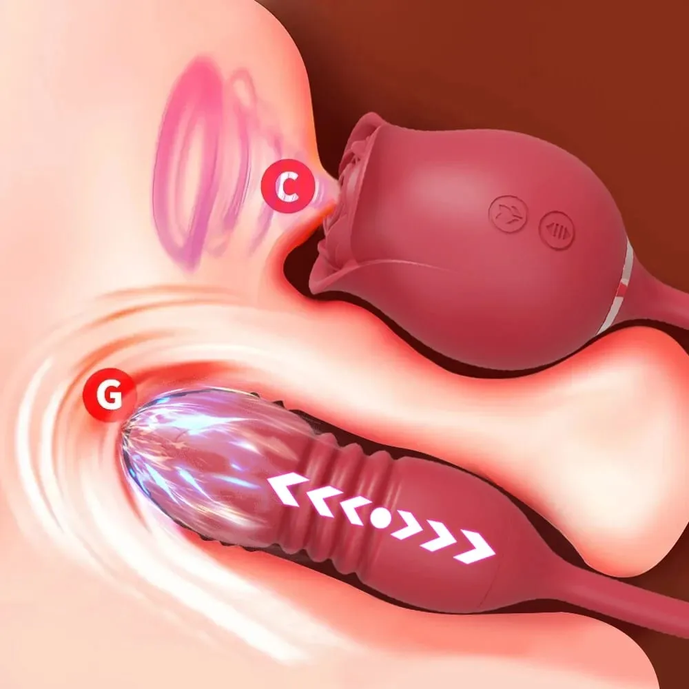 Vibromasseur à succion Rose pour femmes, gode de poussée, ventouse de mamelon, stimulateur de Clitoris, œuf vibrant, jouets sexuels pour adultes — image 1