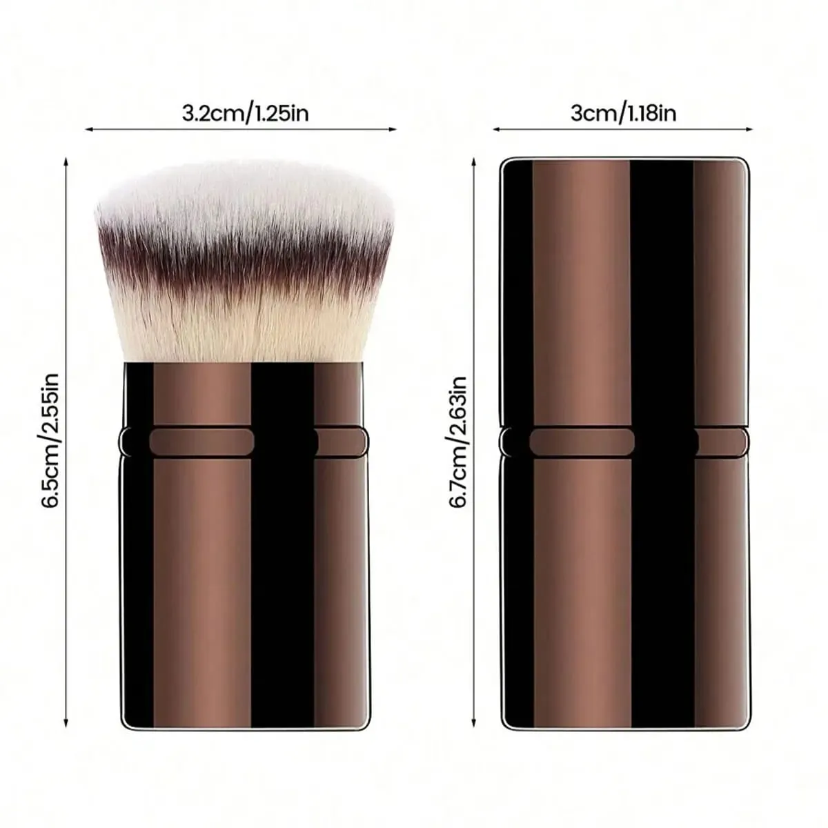1 pçs retrátil blush escova kabuki fundação pincel macio macio pó contorno pincéis de maquiagem ferramentas de maquiagem portátil — image 2