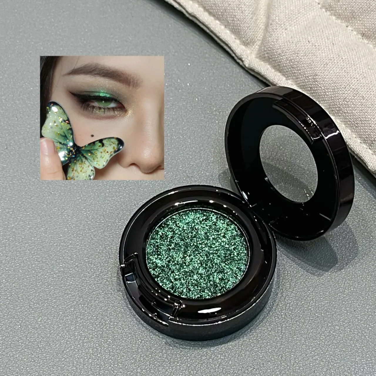 Metallic Glitter Black Blue Eyeshadow Ungu Hijau Metallic Highlighter Eyeshadow Diamond Tahan Lama Solek Mata Wanita Kosmetik — image 6