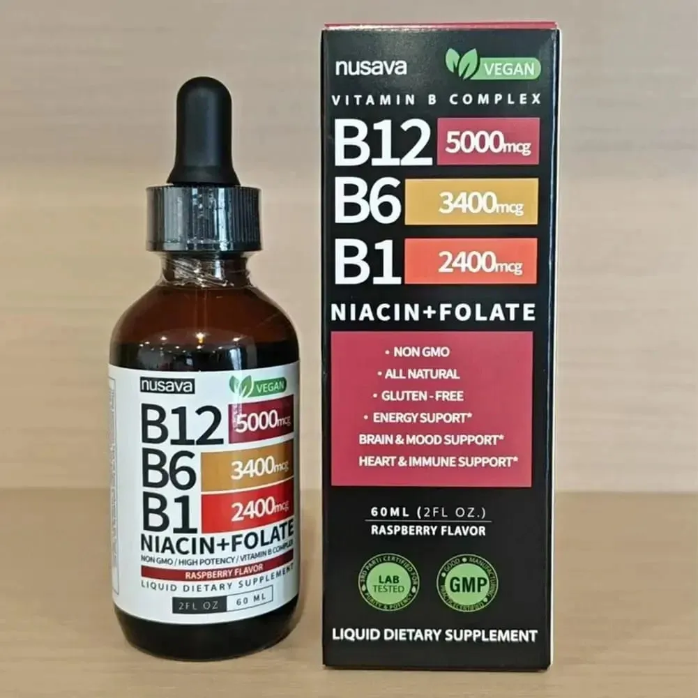 Vitamin B12 B6 B1 Liquid Drops Triple Absorption Liquid Drop Sublingual B Complex Supplement Support Nerves Night Muscles — image 2
