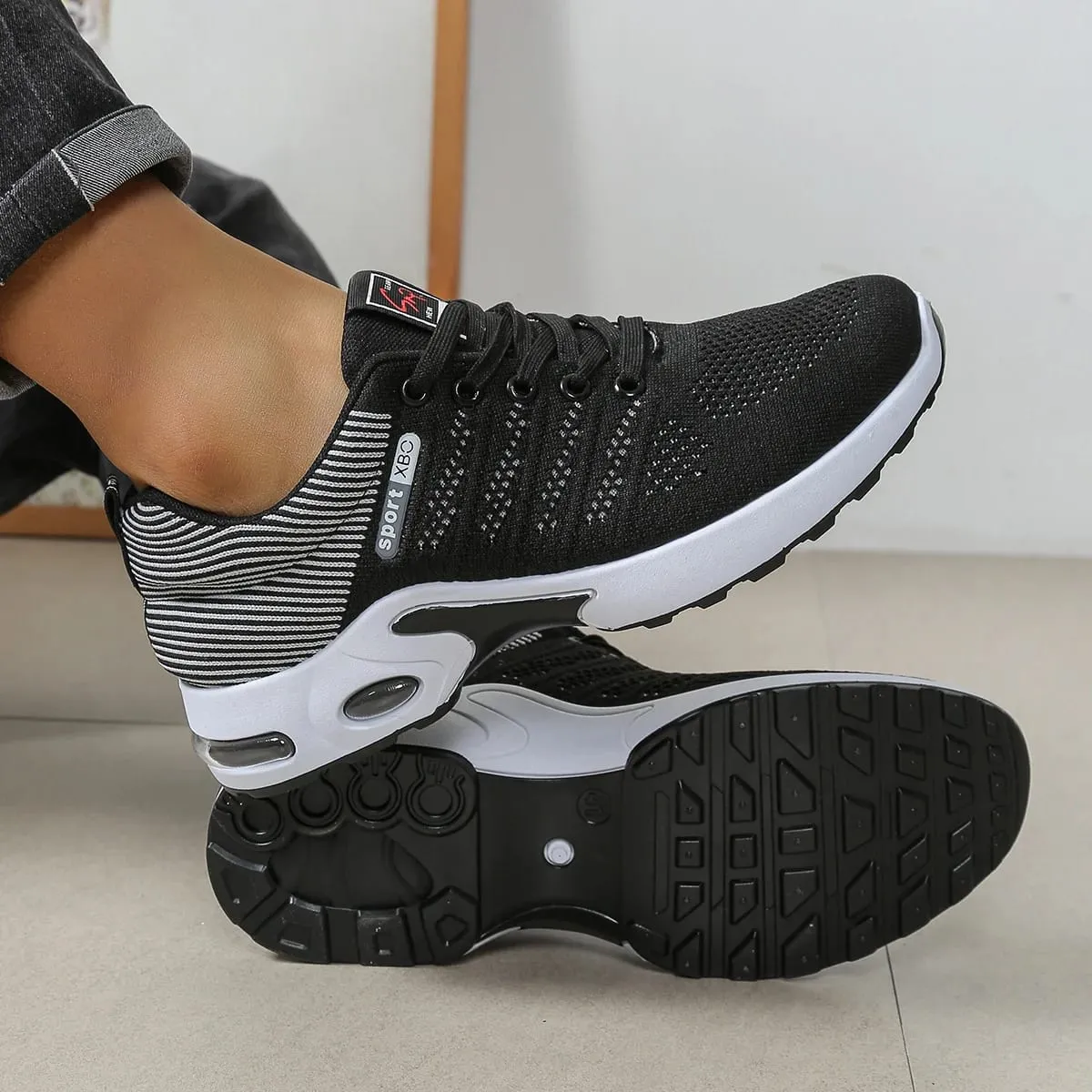Tênis casual masculino malha respirável rendas até versátil leve sola macia caminhada diária calçado de corrida para uso ao ar livre