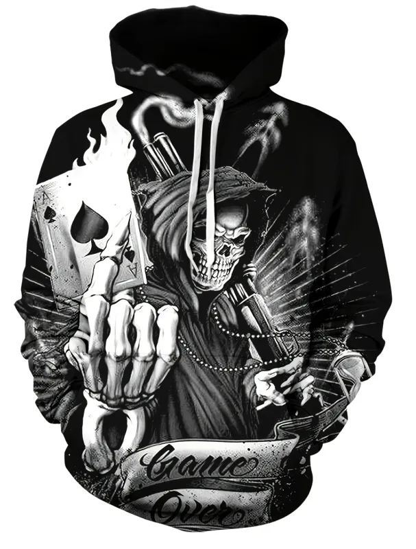 Felpe con teschio e rosa stampate in 3D Abbigliamento sportivo con coulisse Top a maniche lunghe Felpe con cappuccio da uomo Street Graphic Abbigliamento da uomo
