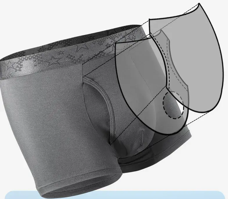 Boxer homme short sous-vêtement modal homme culotte solide respirant balle séparation poche caleçon homme malles Cueca grande taille — image 1