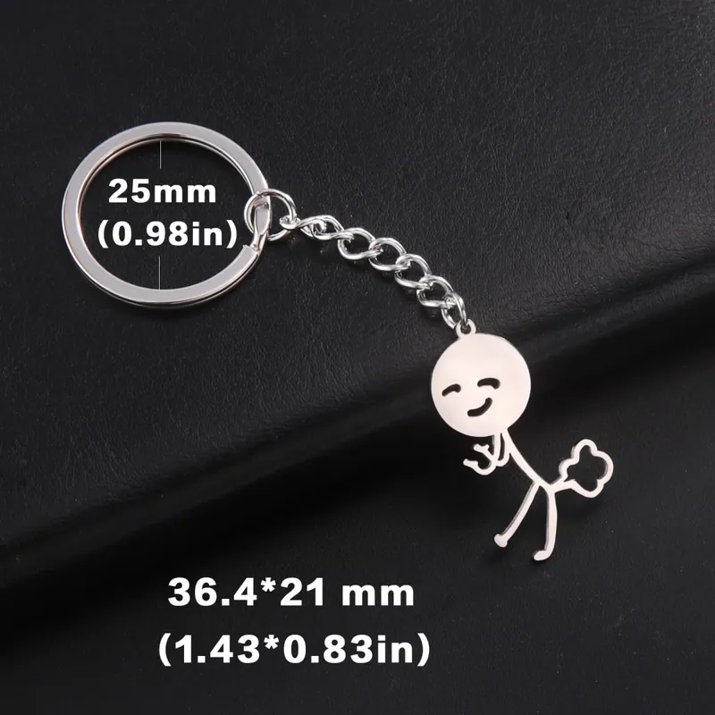Teamer ตลกนิ้วกลาง Stickman พวงกุญแจ 2026 แนวโน้มน่ารักกระเป๋าจี้รถคู่ใหม่ Trinket ของขวัญพวงกุญแจ — image 13