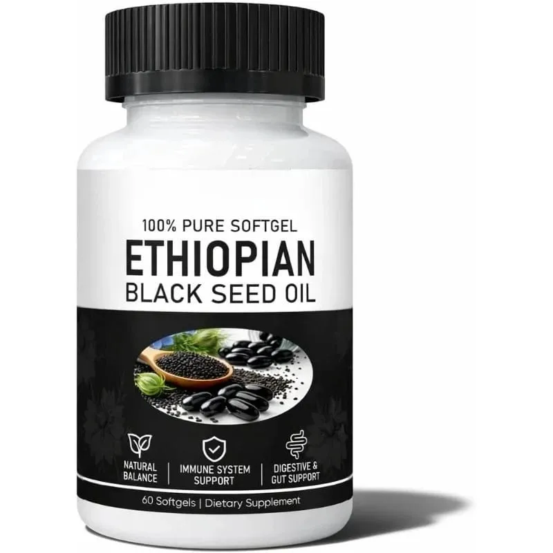 Ethiopische zwarte zaadolie Biologisch koudgeperst immuunsysteemondersteuningssupplement 60 softgels voor gewrichtsgezondheid en antioxidantbescherming