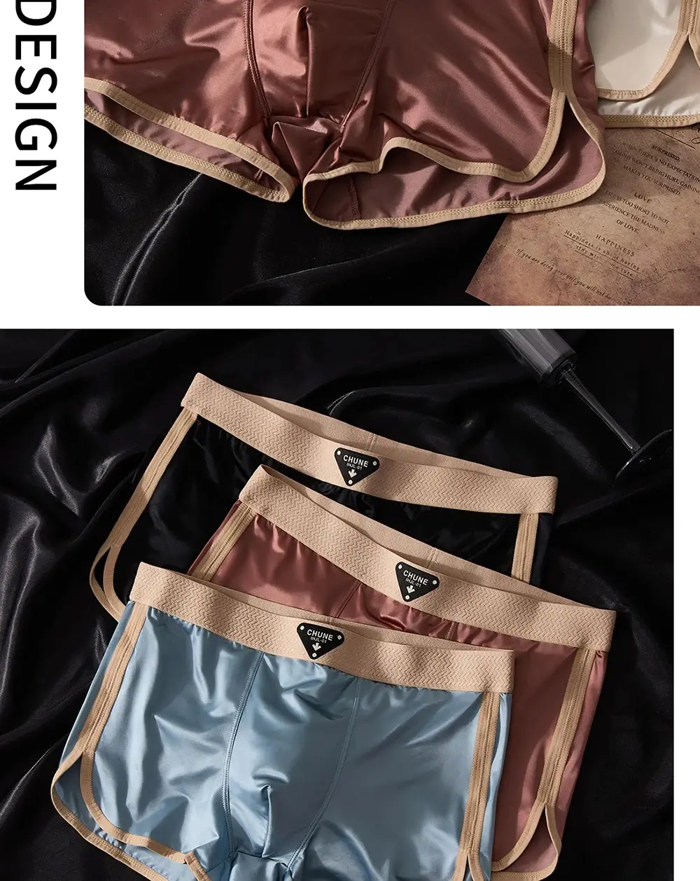 3 ชิ้น/แพ็คหรูหราซาตินเหมือนผ้าไหมน้ำแข็งกางเกงในชายดูดความชื้นBreathable Double-Layerผ้าไหมเป้านักมวยกางเกงยืดหยุ่นสูง 3256809382495730 — image 9