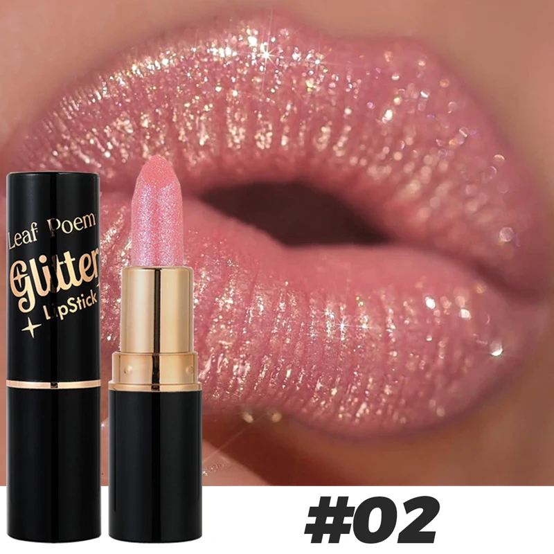 6 Colors Glitter Lipstick Waterproof Lasting Diamond Pearlescent Metallic Lipstick Pink Red Lip Gloss Women Lips Makeup Cosmetic — image 4