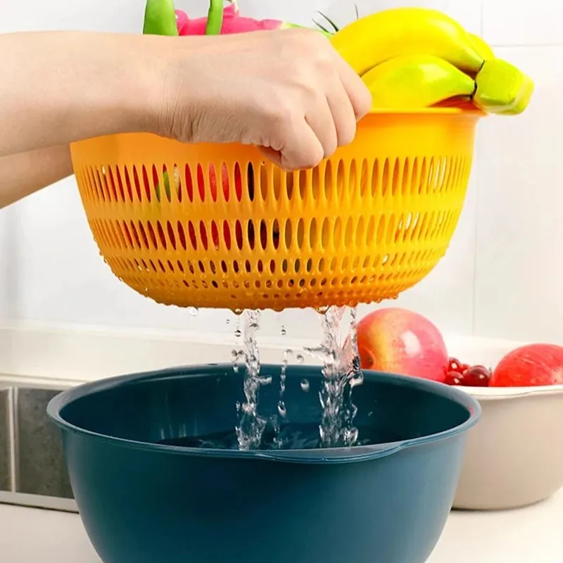 6PCS 주방 싱크 야채 드레이너 과일 바구니 다기능 3 크기 Stackable Wash Basin 야채 배수 바구니 분지 — image 3