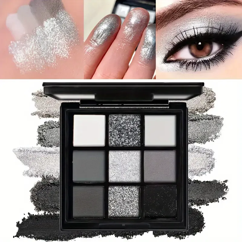 Plaque d'ombre à paupières de neuf couleurs, étoile lumineuse noire, maquillage fumé, plaque de ciment foncé noir foncé, transfrontalière — image 2