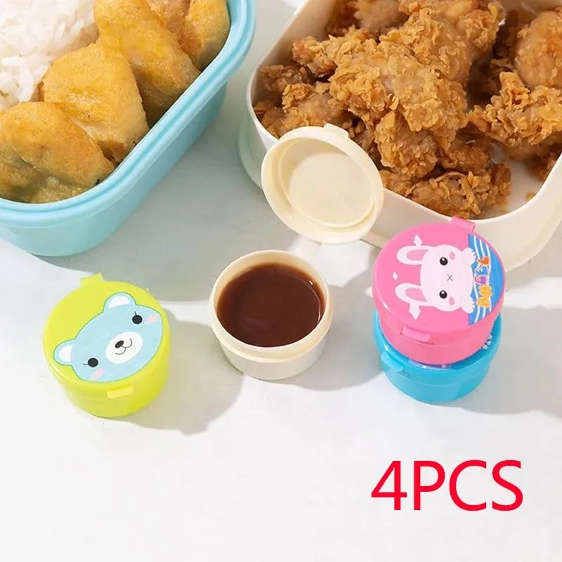 1/2/3/4 Buah Kotak Makan Siang Mini Aksesori Pola Lucu Kotak Saus Botol Pencet Kartun Tomat Madu Wadah Bumbu untuk Anak-anak — image 4