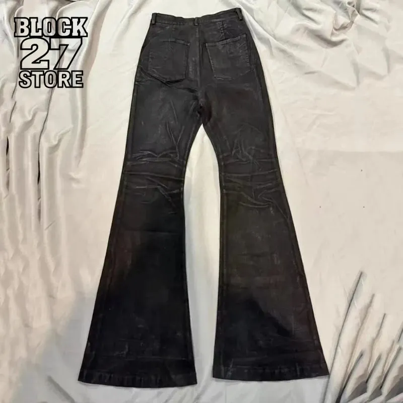 Amerikanische Retro-Heavy-Industrie-High-Street-beschichtete Micro-Flared-Jeans für Männer, schwarze Gothic-Vintage-beiläufige, lockere Jeans, Herbst-Neuheit — image 2