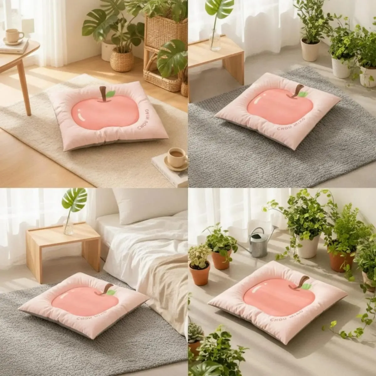고양이 개를위한 과일 프린트가있는 봉제 패브릭 애완 동물 매트 아늑한 슬리핑 패드 제기 테두리 쿠션 간편한 깨끗한 애완 동물 가구 액세서리 — image 5
