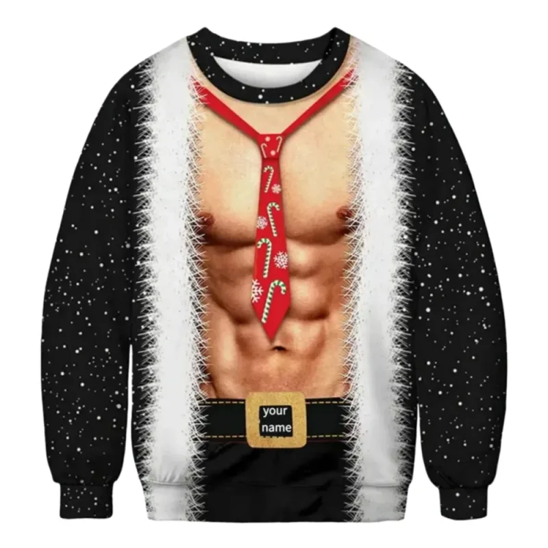 Pull de Noël drôle pour hommes et femmes, sweat-shirt de noël avec graphique laid Y2k, pour fête de vacances, vêtements amples pour hommes — image 6
