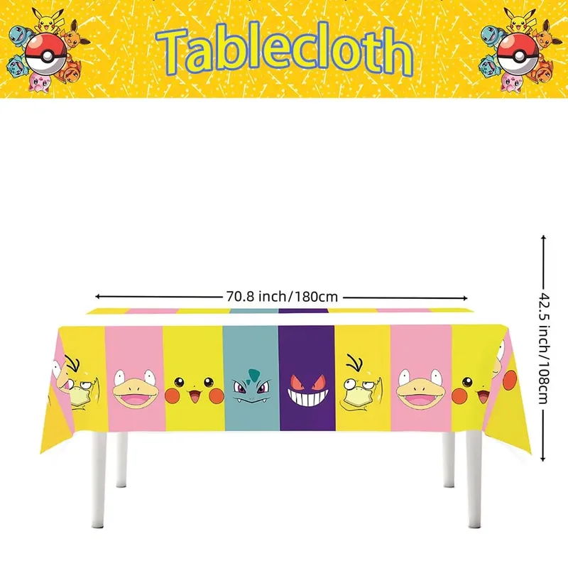 1/10 stk Pokemon dug Fødselsdagsdekoration Engangsdug Pikachu borddækning Børn Fødselsdagsgaver Baby Shower Supplies — image 9