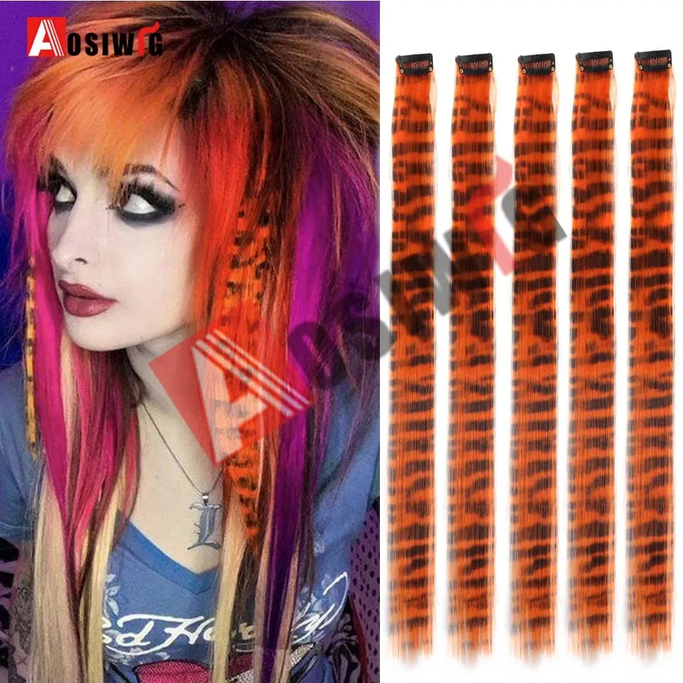 5PC สังเคราะห์ Feather Hair Extensions พร้อมคลิปทนความร้อนตรงผมสีสีดำคลิปผมสตรี 8G — image 9
