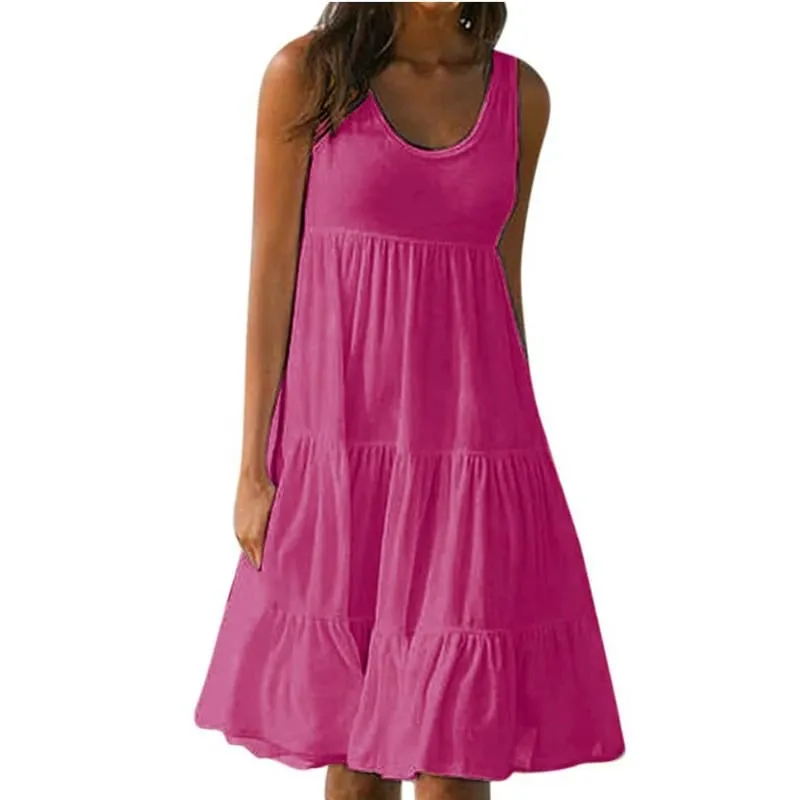 ผู้หญิงสบายๆชุดมินิ 2024 ฤดูร้อนElegantแขนกุดRufflesหลวมสั้นชุดBeach Party Sundress Oversize Streetwear — image 6