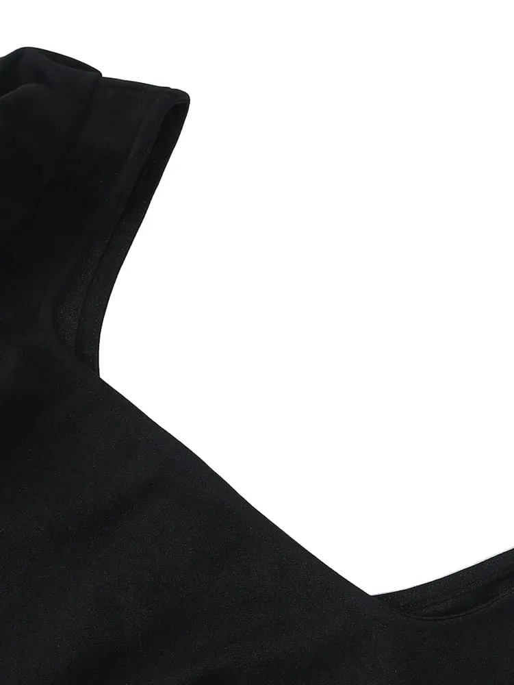 Women's Square Neck Pullover Dress Casual Elegant Dress Commuter Wind Long Sleeve Pure Color Polyester New 2025 — image 4