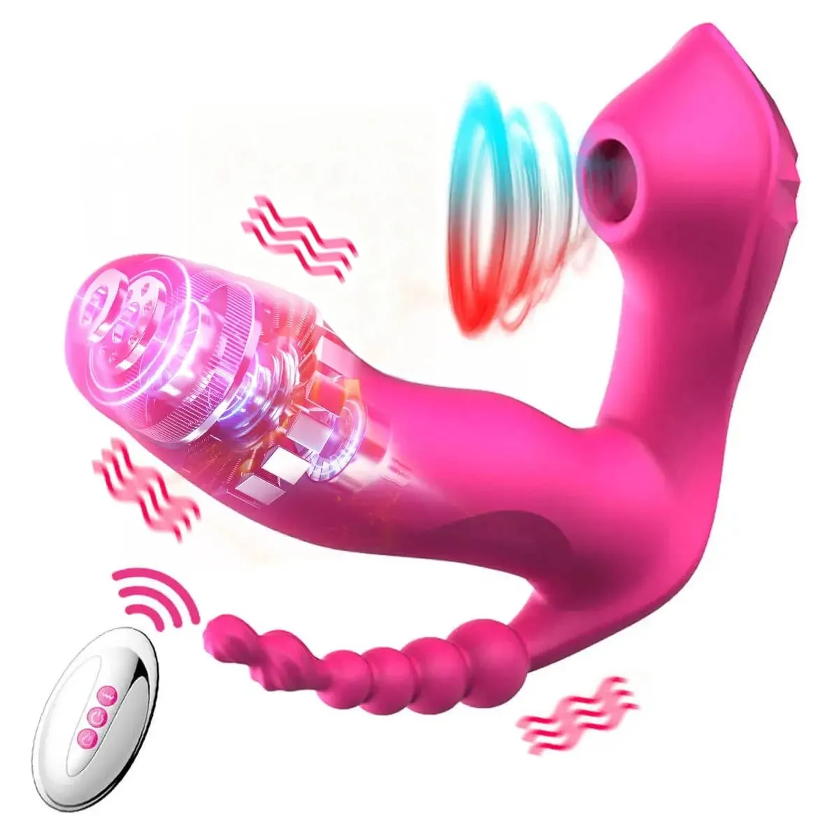Vibrador de sucção poderoso feminino anal grânulo controle remoto sem fio estimulador clitóris vagina massageador brinquedos sexuais adultos para mulher — image 1