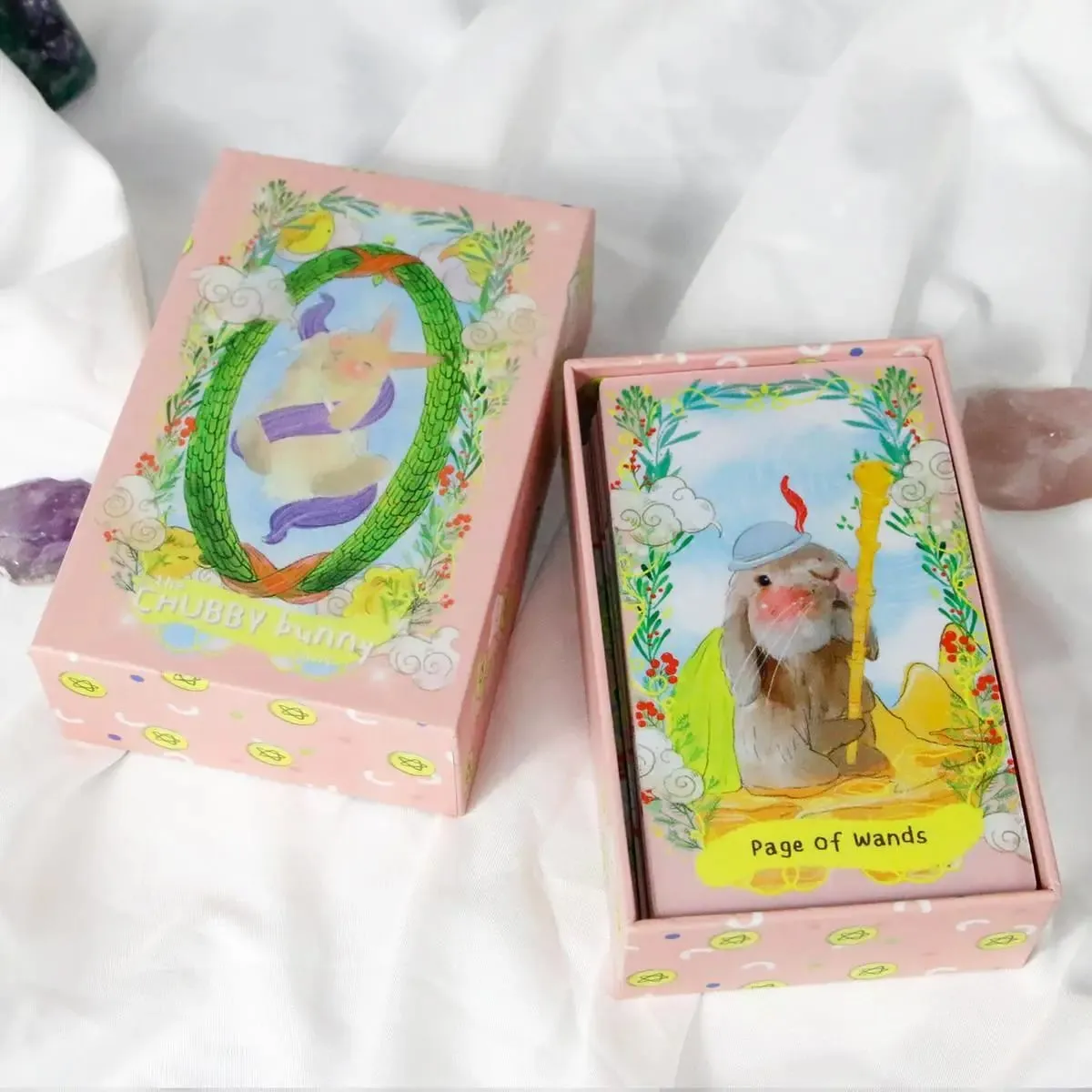 Chubby Bunny Tarot 12*7cm Talia 78 kart ze słodkimi króliczkami Opakowanie sztywne o wymiarach 2,75 x 4,75 cala — image 2
