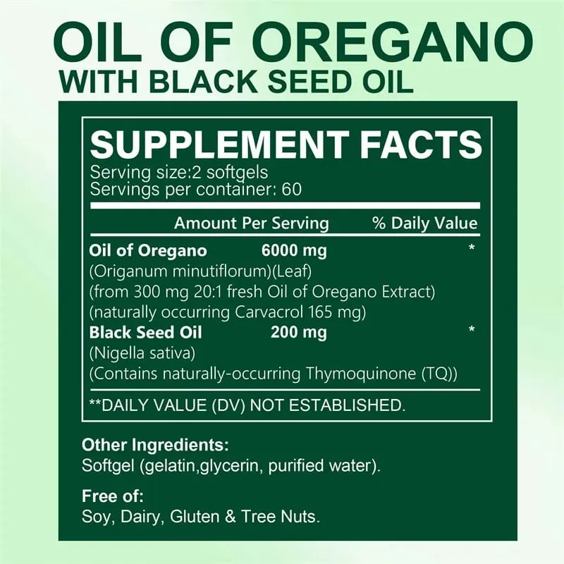 Oreganoöl-Kapseln – mit Schwarzkümmelöl – Verdauungsunterstützung, Magen-Darm-Gesundheit, Immununterstützung — image 3
