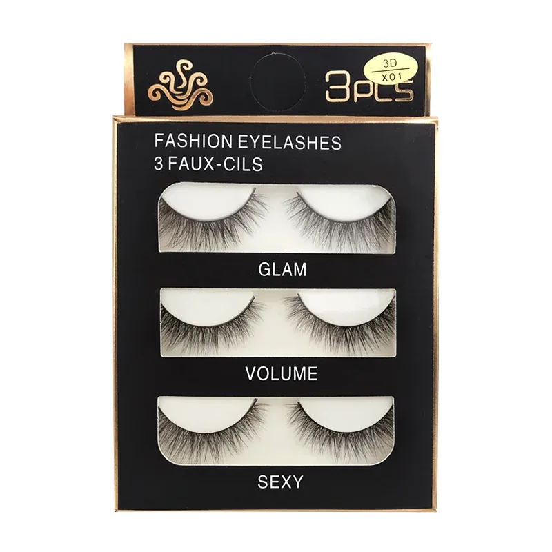 Faux Cils 3 paires de Faux Cils naturels longs en vison 3D, doux, moelleux, vaporeux, faits à la main, outils de maquillage pour les yeux, Maquiagem — image 5