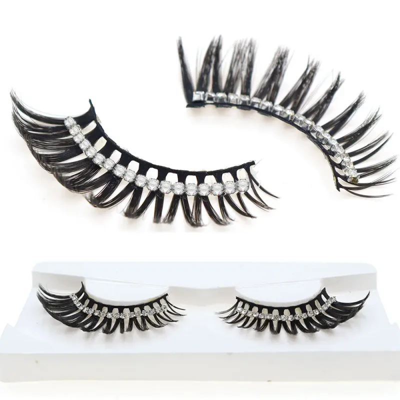 Ciglia bianche Trucco cosplay Ciglia finte naturali con strisce incrociate lunghe — image 12