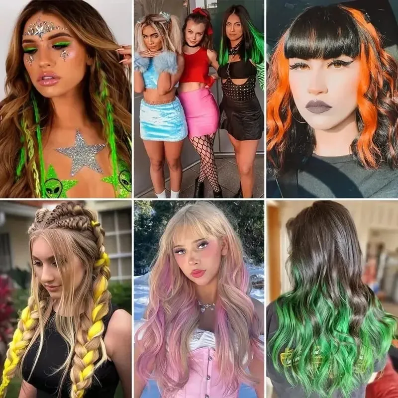 Clip sintetica lunga dritta da 22 pollici nelle estensioni dei capelli Posticci ad alta temperatura Colori arcobaleno Accessori per capelli per le donne — image 7