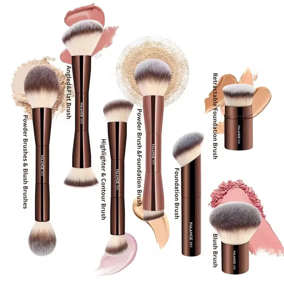 Propesyonal na Makeup Brush Double Head Foundation Powder Concealer Makeup Brush Soft Fiber Hair Cosmetic Beauty Tools — image 3