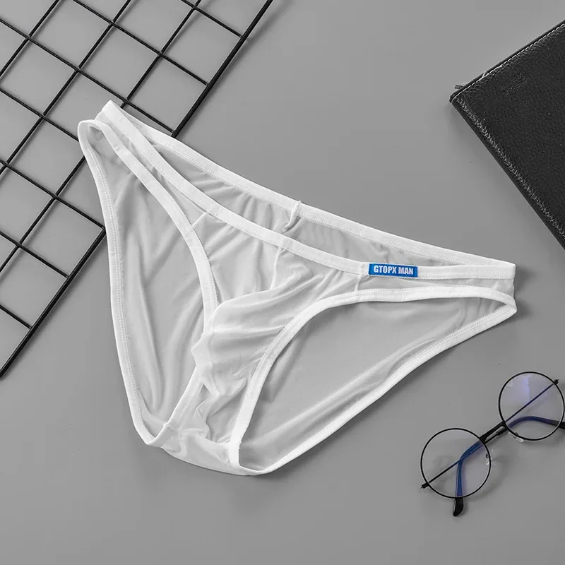 Seksowna bielizna męska cienkie przezroczyste figi z lodowego jedwabiu U etui Ropa Interior Hombre męskie majtki — image 18