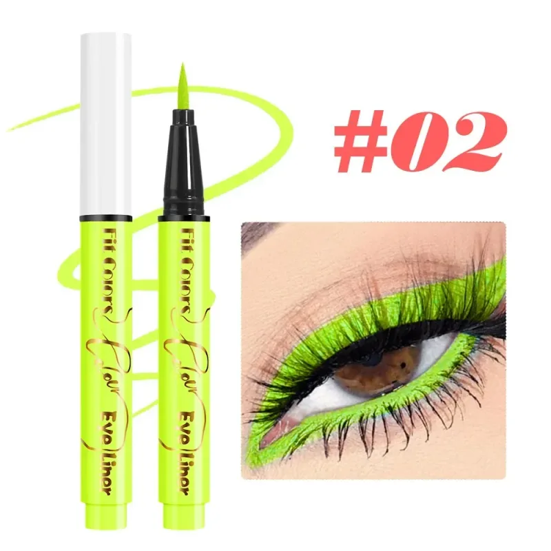 Pena Eyeliner Cair Cahaya Neon UV Tahan Air Cat Warna Wajah Neon Warna-warni Riasan Mata Panggung Seni Pesta Natal Halloween — image 10