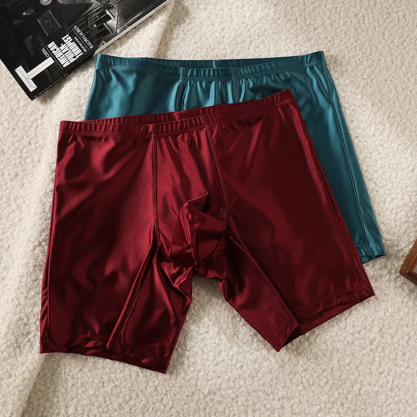 Boxer intimo uomo Uomo Solid Slim Ice Silk Pantaloncini gamba estesa Boxer Ropa Vita media Mutandine sportive Mutande maschili M-XXL — image 7