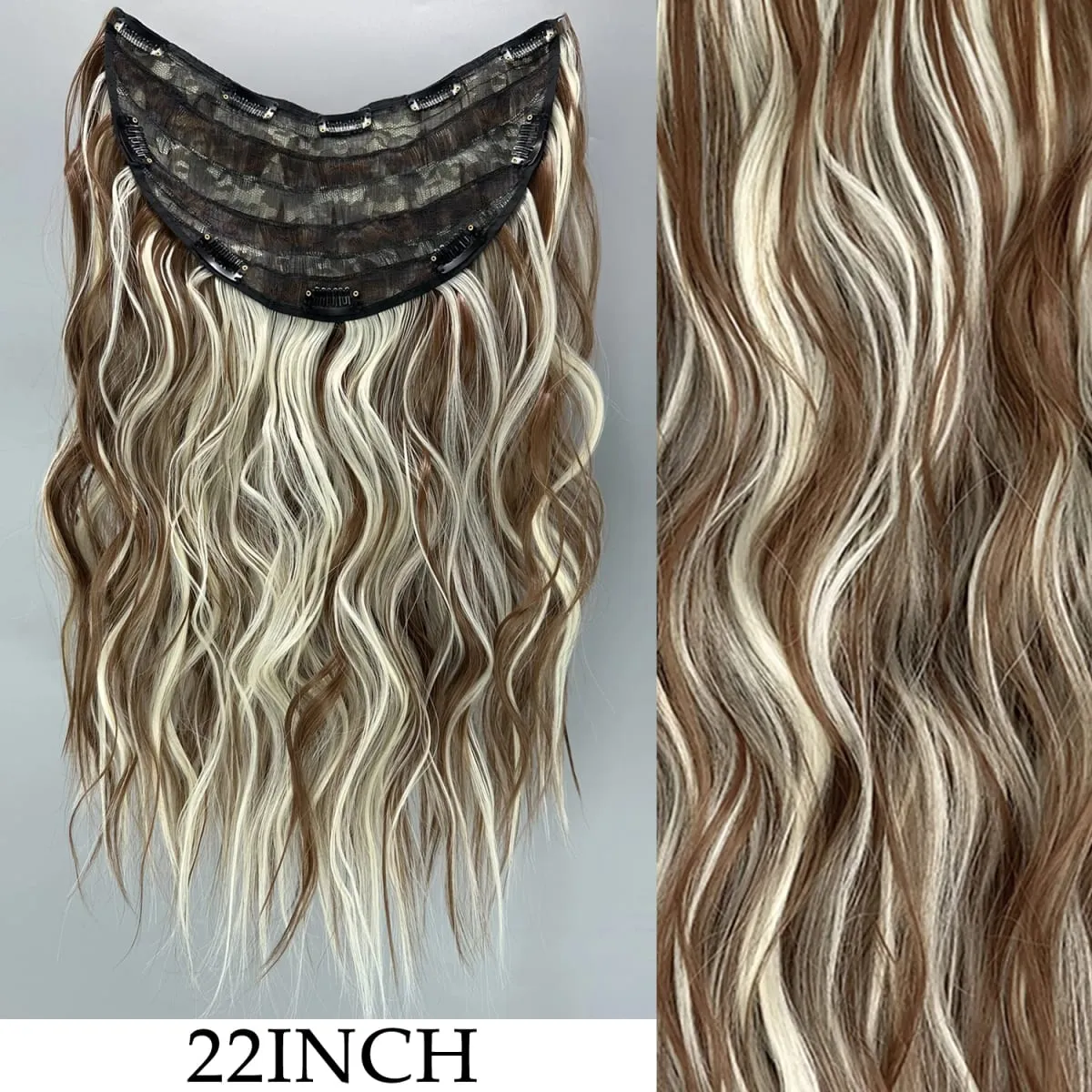 Coiffure longue droite 16 Clips 7 pièces/ensemble Extensions de cheveux postiches synthétiques blondes noires naturelles résistantes à la chaleur pour les femmes — image 14